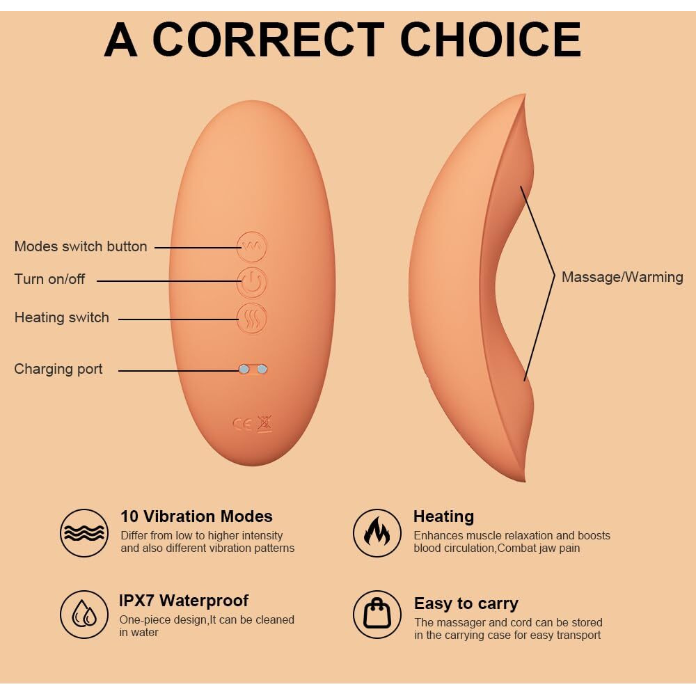 Rozonii Tmj Relief Products Jaw Massager With Dual Motor Vibrating- Gentle Vibration For Tmj Massage Heating Tool For Pain Relief  Tension  Stiffness  And Headaches