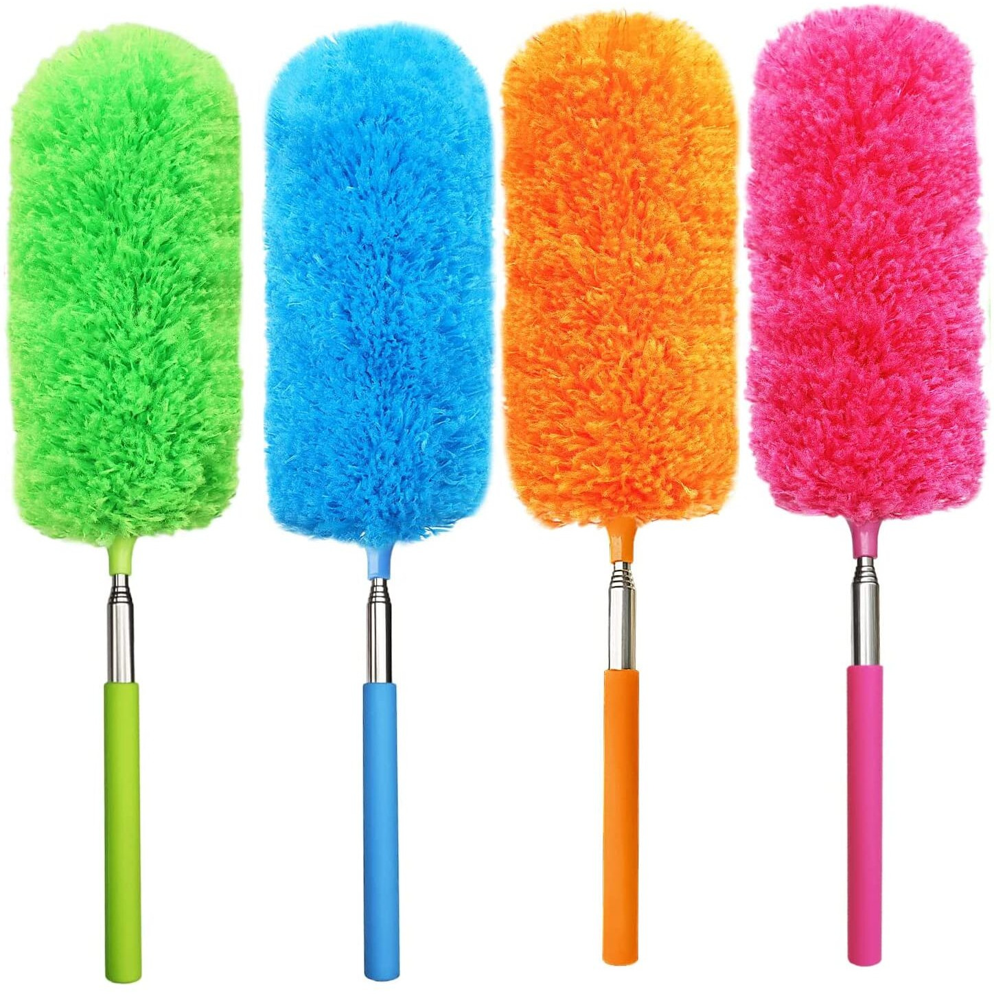 4 Pack Microfiber Feather Duster  With Extendable Pole And Bendable Head  Washable Microfibre Cleaning Tool For Cleaning Office  Car  Computer  Furniture  Sofa  Photo Frame