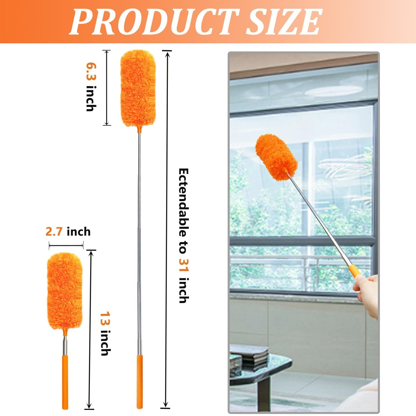 4 Pack Microfiber Feather Duster  With Extendable Pole And Bendable Head  Washable Microfibre Cleaning Tool For Cleaning Office  Car  Computer  Furniture  Sofa  Photo Frame