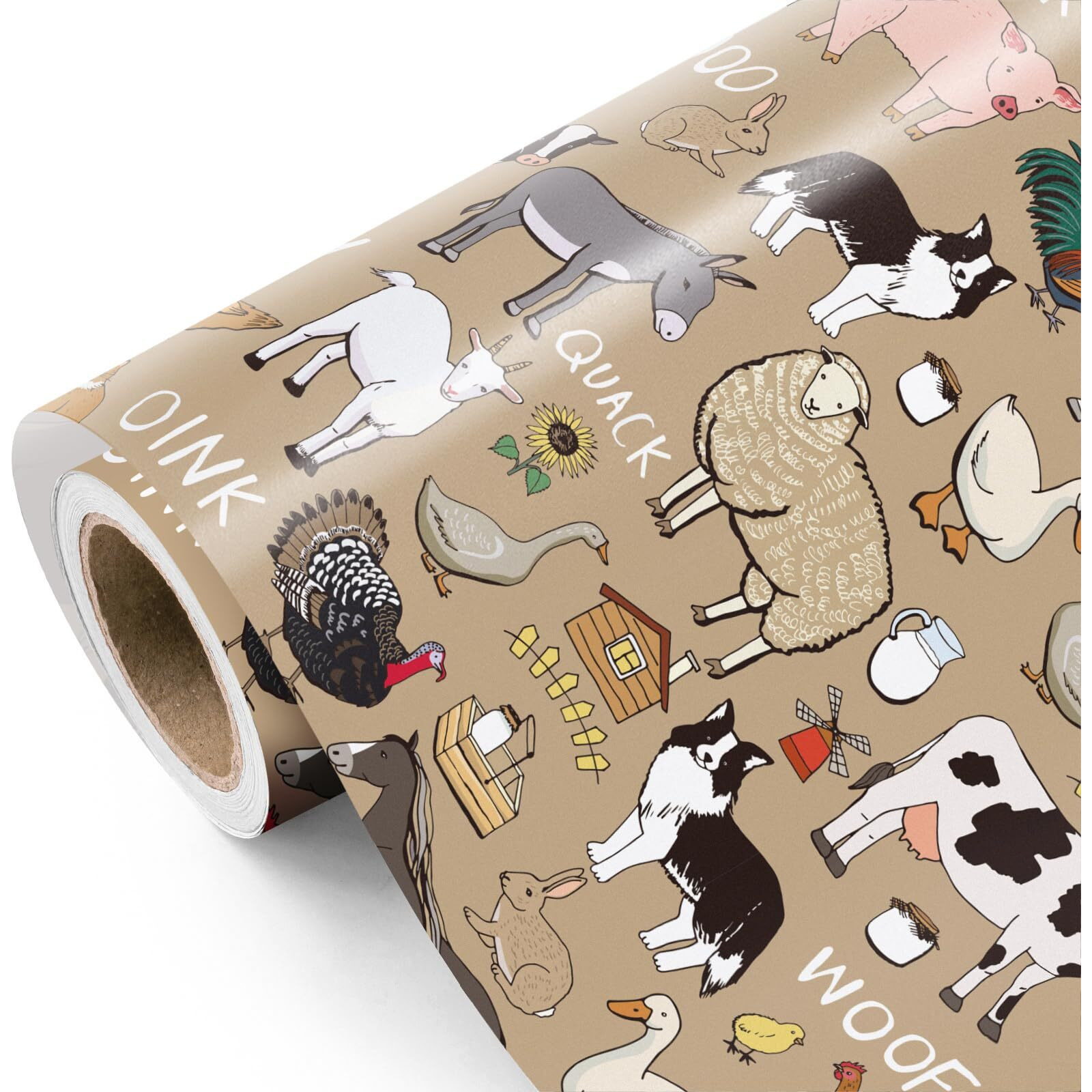 Wrapaholic Farm Animals Wrapping Paper Roll - Mini Roll - 17 Inch X 16.5 Feet - Farm Animal Design For Farm Party  Barnyard Birthday  Baby Shower