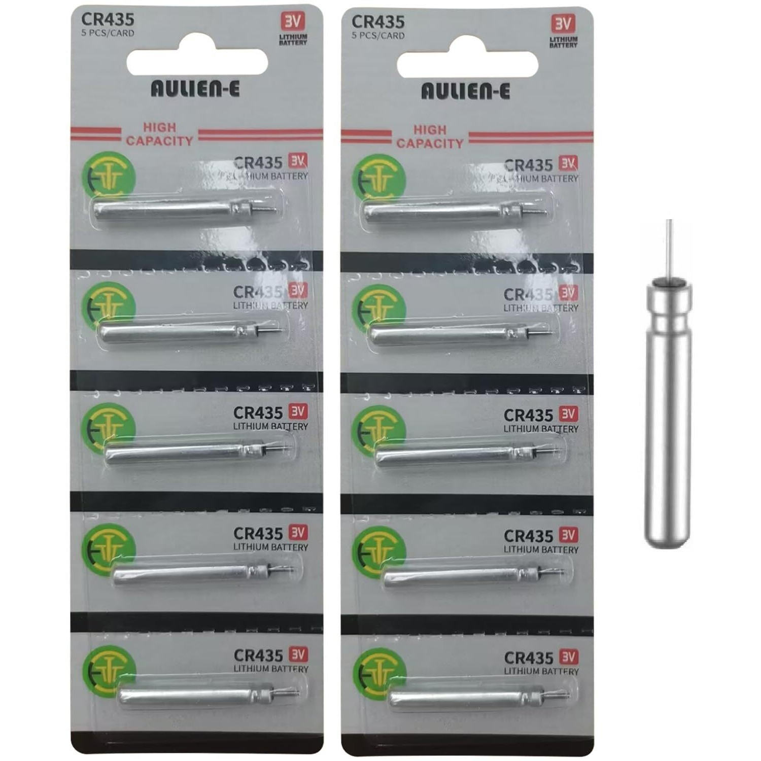 Aulien-E Cr435 Br435 435 Lithium Pin Type Cell 3V Lithium Batteries For Fishing Lures  Fishing Bobbers  Pen Lights  Arrow Nocks  Fishing Floats  Pole Lights & Led Flashers (10 Count)
