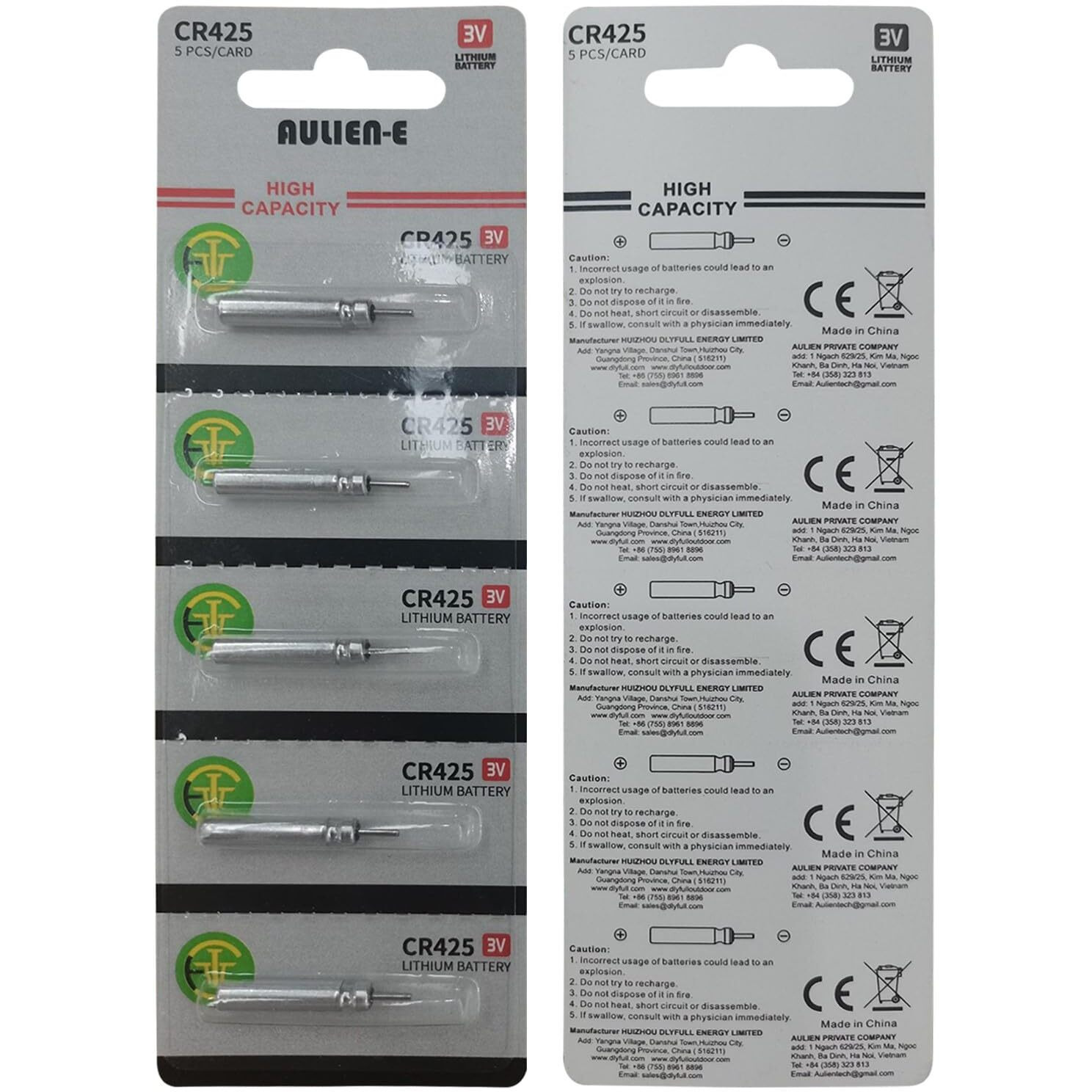 Aulien-E Cr435 Br435 435 Lithium Pin Type Cell 3V Lithium Batteries For Fishing Lures  Fishing Bobbers  Pen Lights  Arrow Nocks  Fishing Floats  Pole Lights & Led Flashers (10 Count)