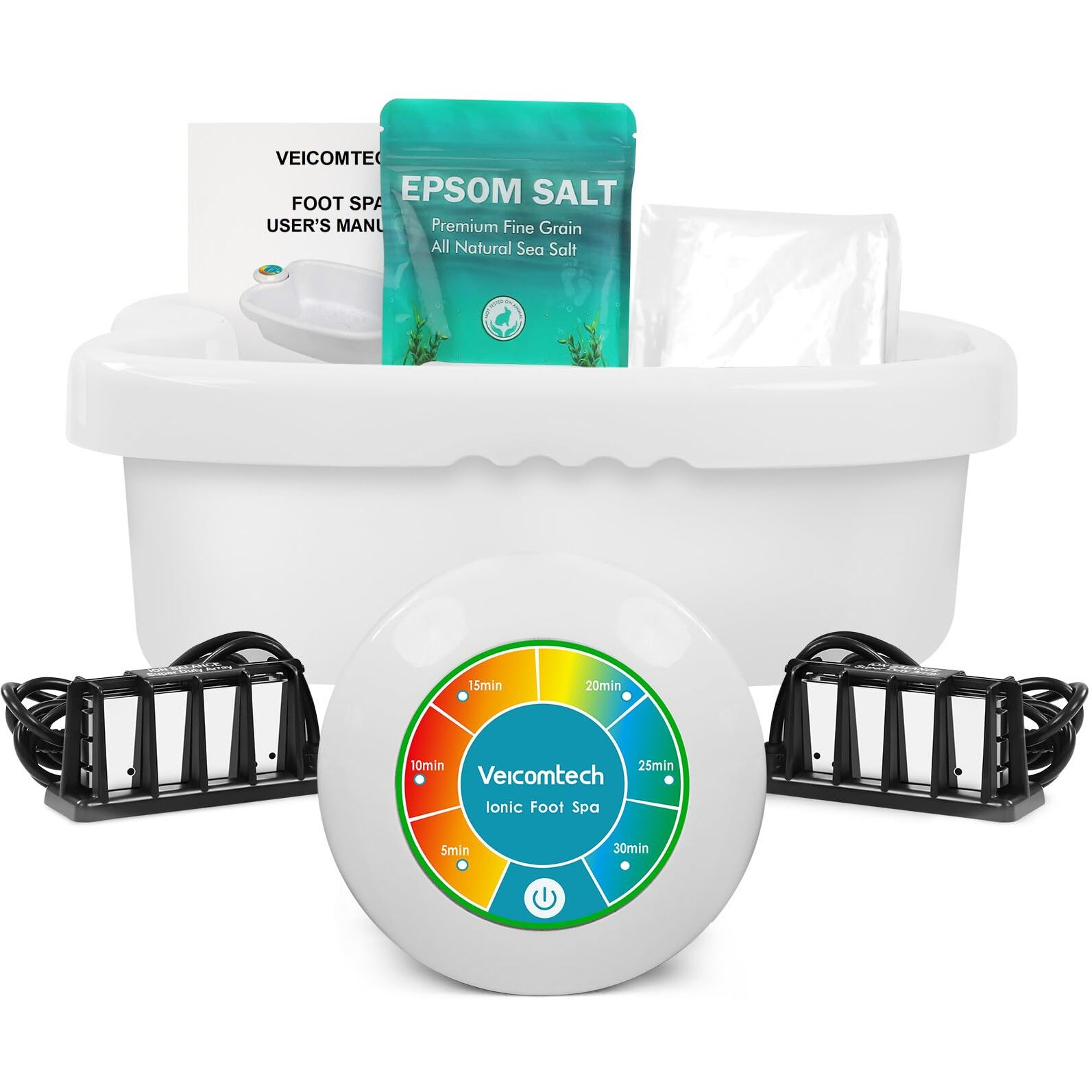 Veicomtech Ionic Foot Bath Detox Machine  Feet Detox Machine For Home Use Salon  An Ionic Foot Spa At Home With 2 Super Duty Arrays Epsom Salt  10 Basin Liners (Colorful)