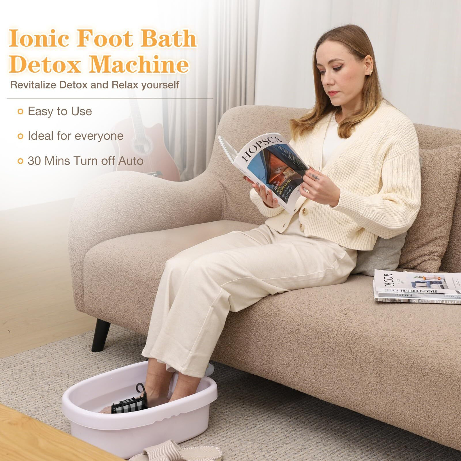 Veicomtech Ionic Foot Bath Detox Machine  Feet Detox Machine For Home Use Salon  An Ionic Foot Spa At Home With 2 Super Duty Arrays Epsom Salt  10 Basin Liners (Colorful)