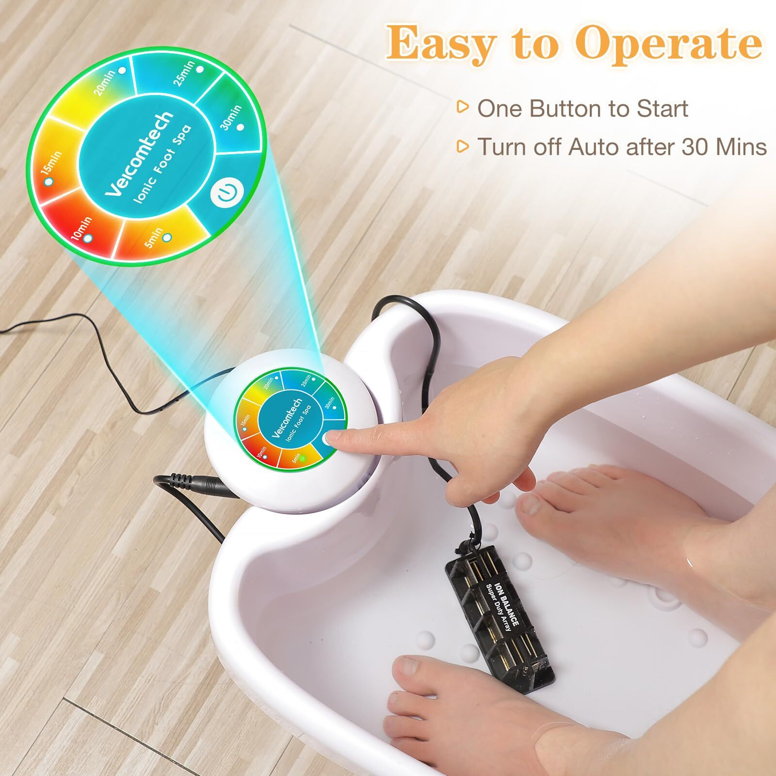 Veicomtech Ionic Foot Bath Detox Machine  Feet Detox Machine For Home Use Salon  An Ionic Foot Spa At Home With 2 Super Duty Arrays Epsom Salt  10 Basin Liners (Colorful)