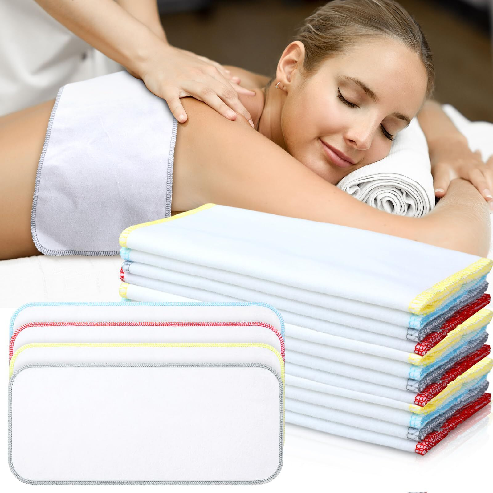 Newwiee 12 Pcs Castor Oil Pack Wrap Organic Cotton Flannel Reusable Washable Flannel Cloth Castor Oil Compress Pads For Entire Body Machine