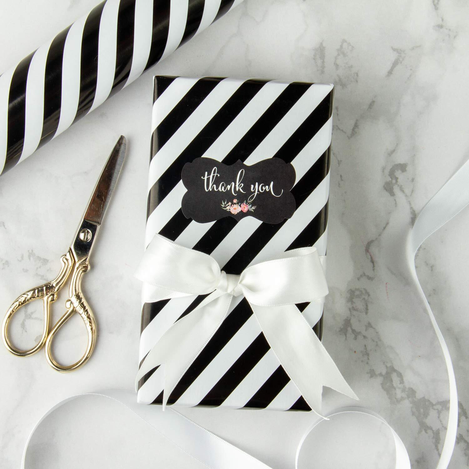 Wrapaholic Reversible Wrapping Paper - Mini Roll - 17 Inch X 33 Feet - Black And Stripes Design For Christmas  Birthday  Holiday  Wedding  Baby Shower