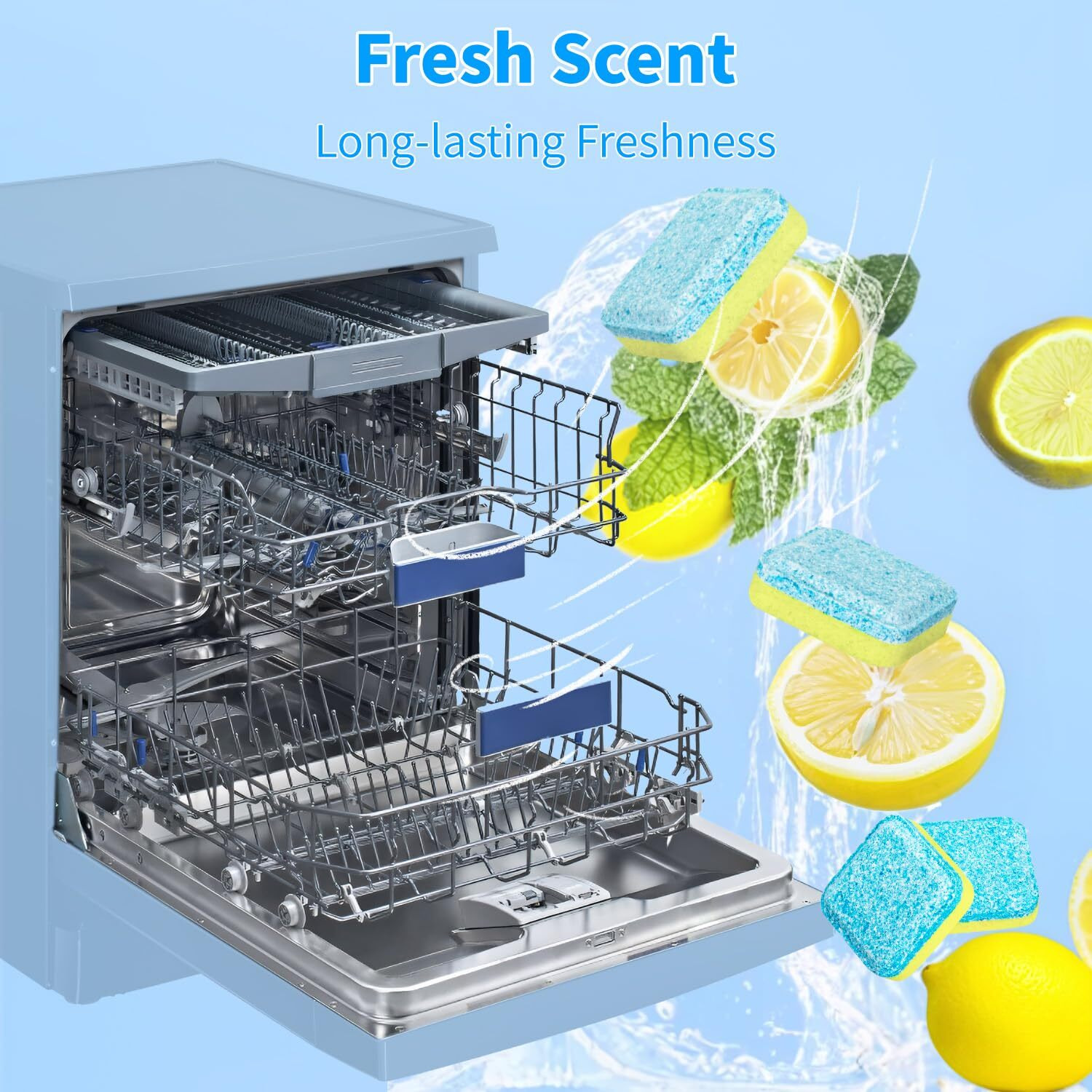 Dishwasher Cleaner Tablets - 24 Pack Powerful Descaling And Refreshing Pods  Deep Cleaning For Dish Washer Machine  Heavy Duty For Sparkling Clean - Yearly Supply.