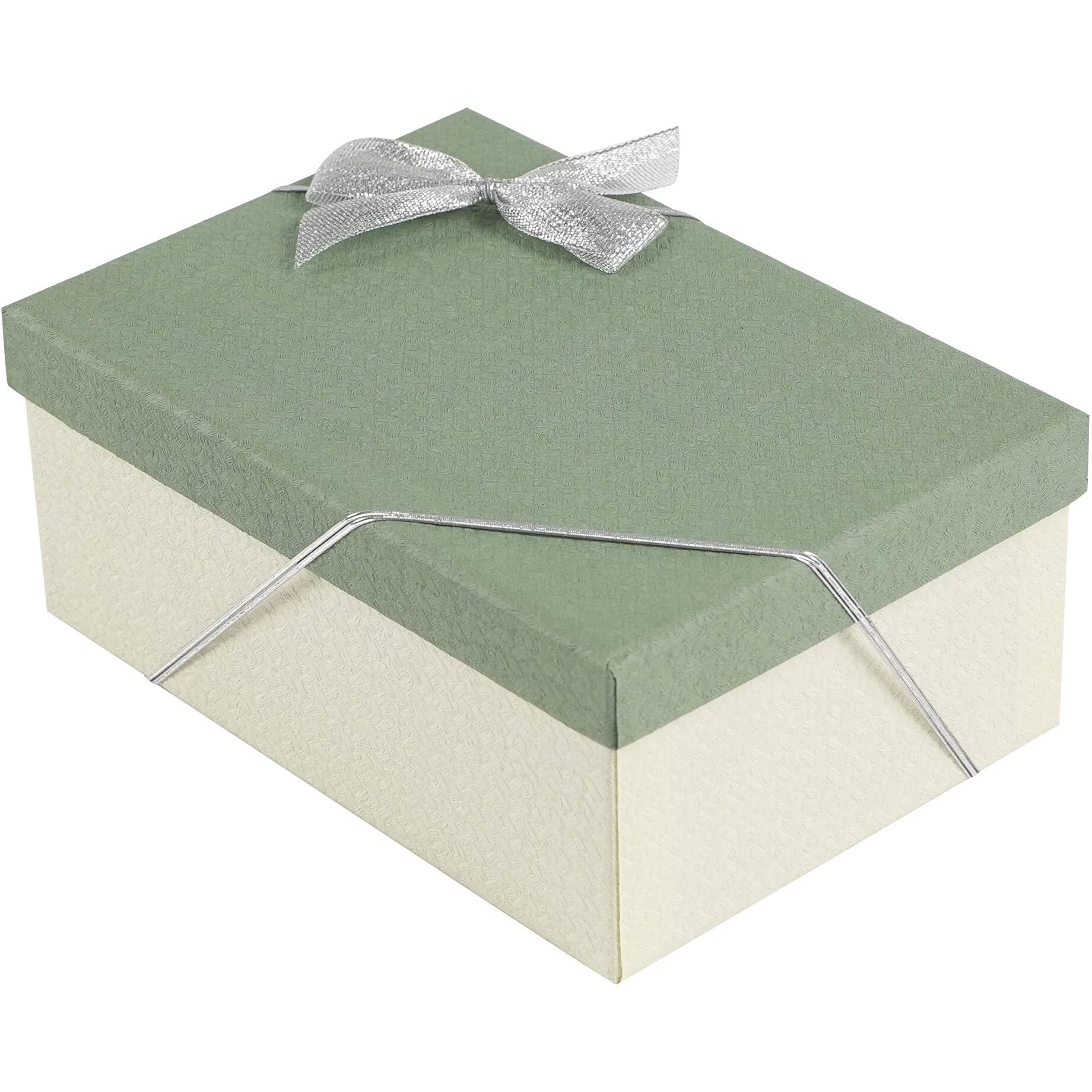 Aimudi Silver Stretch Loops With Pre Tied Metallic Silver Bows 10"" Elastic Gift Bows Stretch Bows For Gift Wrapping Stretch Cord With Bow Elastic Ribbon For Gift Boxes Party Favors (24 Pack)