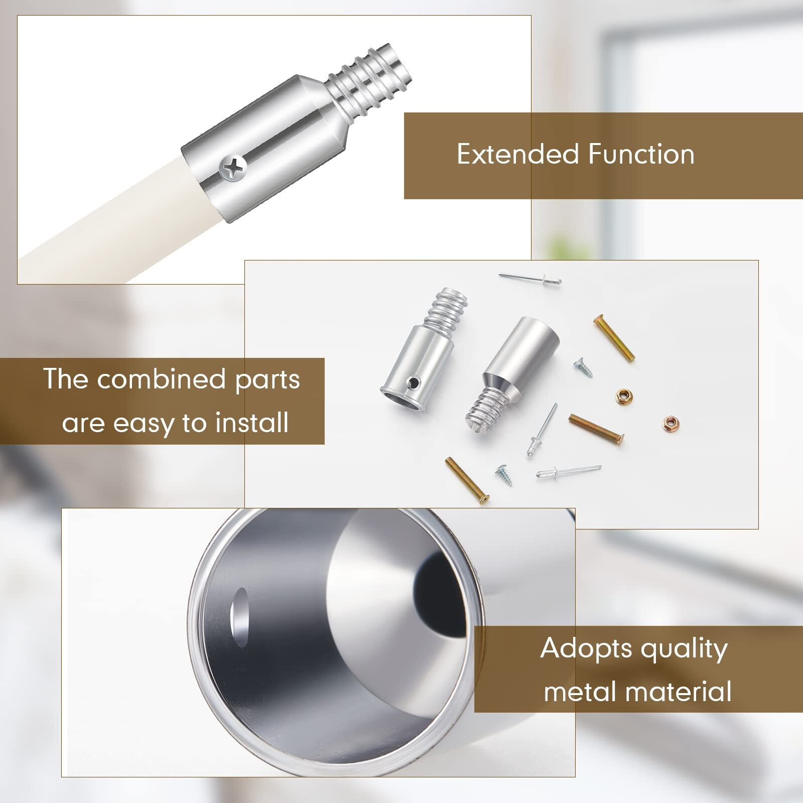 Zhengmy 6 Pcs Threaded Tip Replacement  Broom Handle Threaded End  Pole Handle Replacement  Extension Pole Adapter Tips For Metal Broom(1 Inch  0.8 Inch)