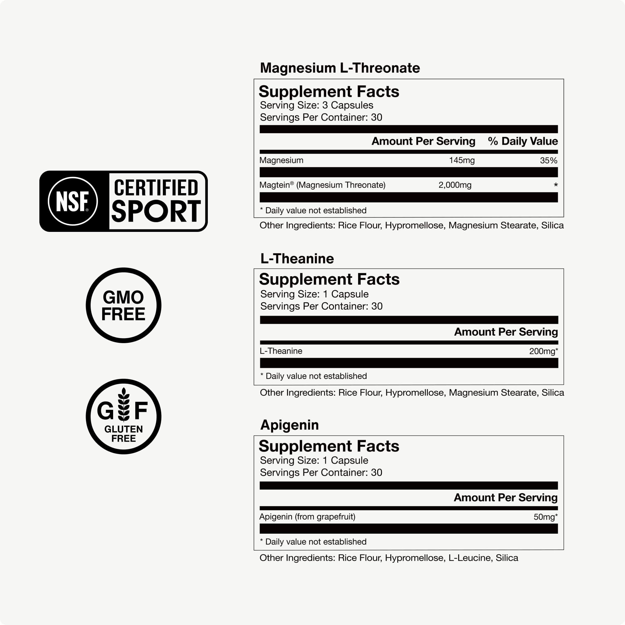 Momentous Sleep Pack Magnesium L-Threonate  Apigenin & L-Theanine  30 Servings