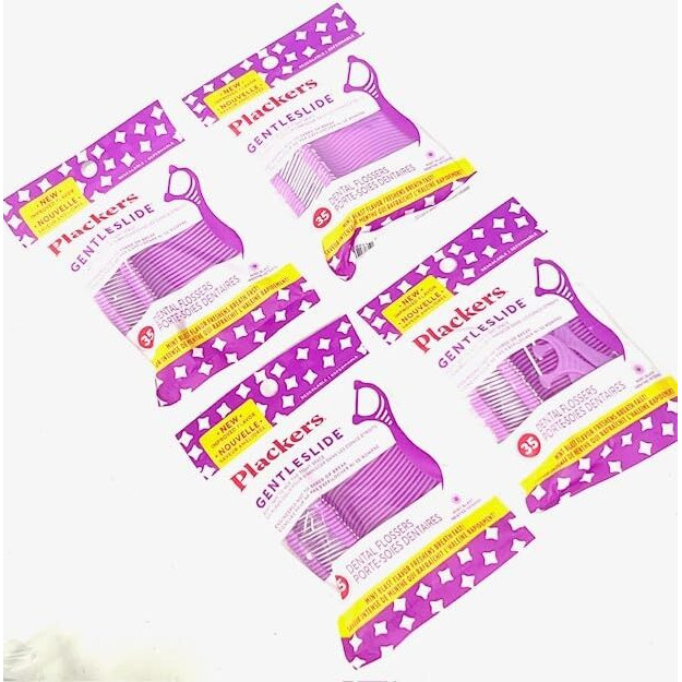 4-Pack Of Gentleslide Dental Flossers For Tight Teeth  Cool Mint Flavor  Tartar Pick  4 Packs Of 35 Picks