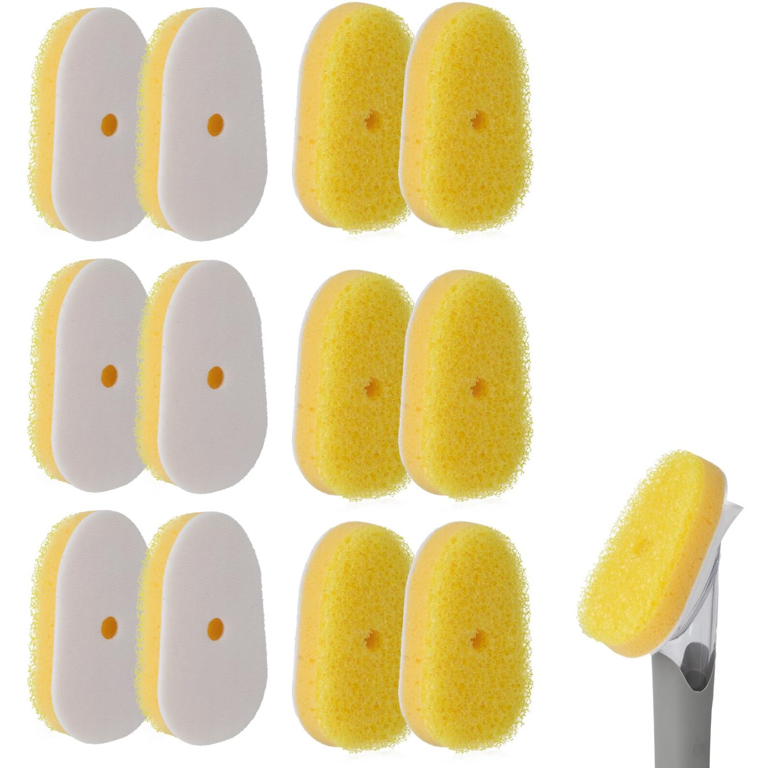 12Packs Dish Wand Sponge Refills For Scrub Daddy Dish Daddy - Replacement Heads For Dish Sponges  Non Scratch Dish Washing Scrubbers  Ideal For Kitchen Cleaning  Yellow (Only Sponge Heads)
