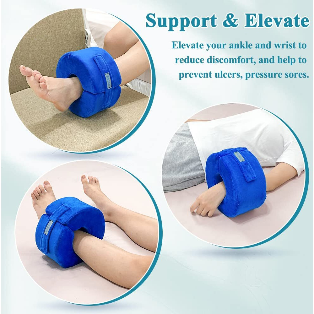 Zelen Heel Protector For Pressure Sores Foot Elevation Pillow Ankle Protector Wedge Heel Protector Cushion For Bed Sores Foot Support Pillow For Sleeping Ulcer Foot Elevated Foam (Medium  1 Pcs)