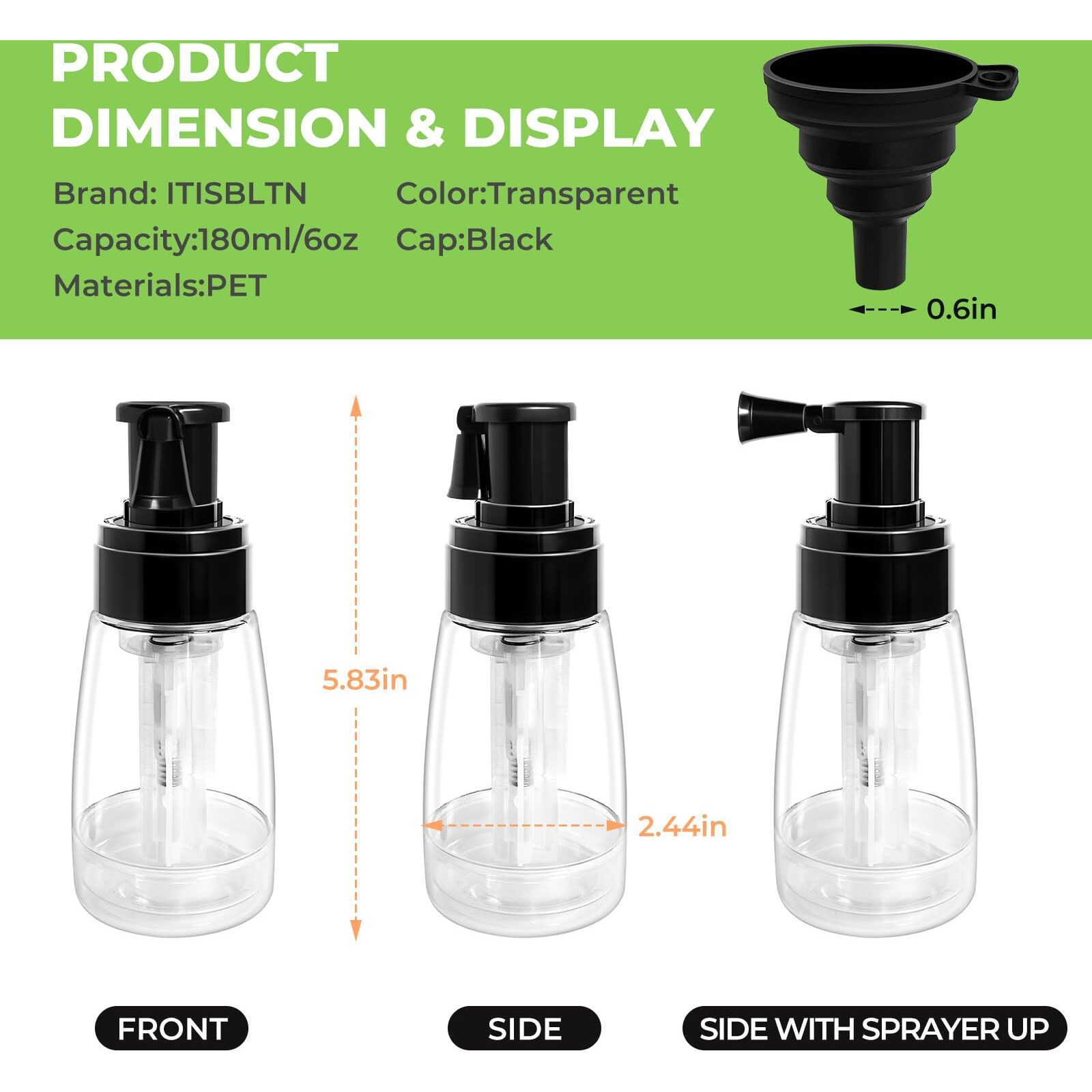 Diatomaceous Earth Duster. 6Oz Garden Power Dispersal For Indoor/Outdoor - Patent Design - Adjustable Sprayer Angel & Transparent Body