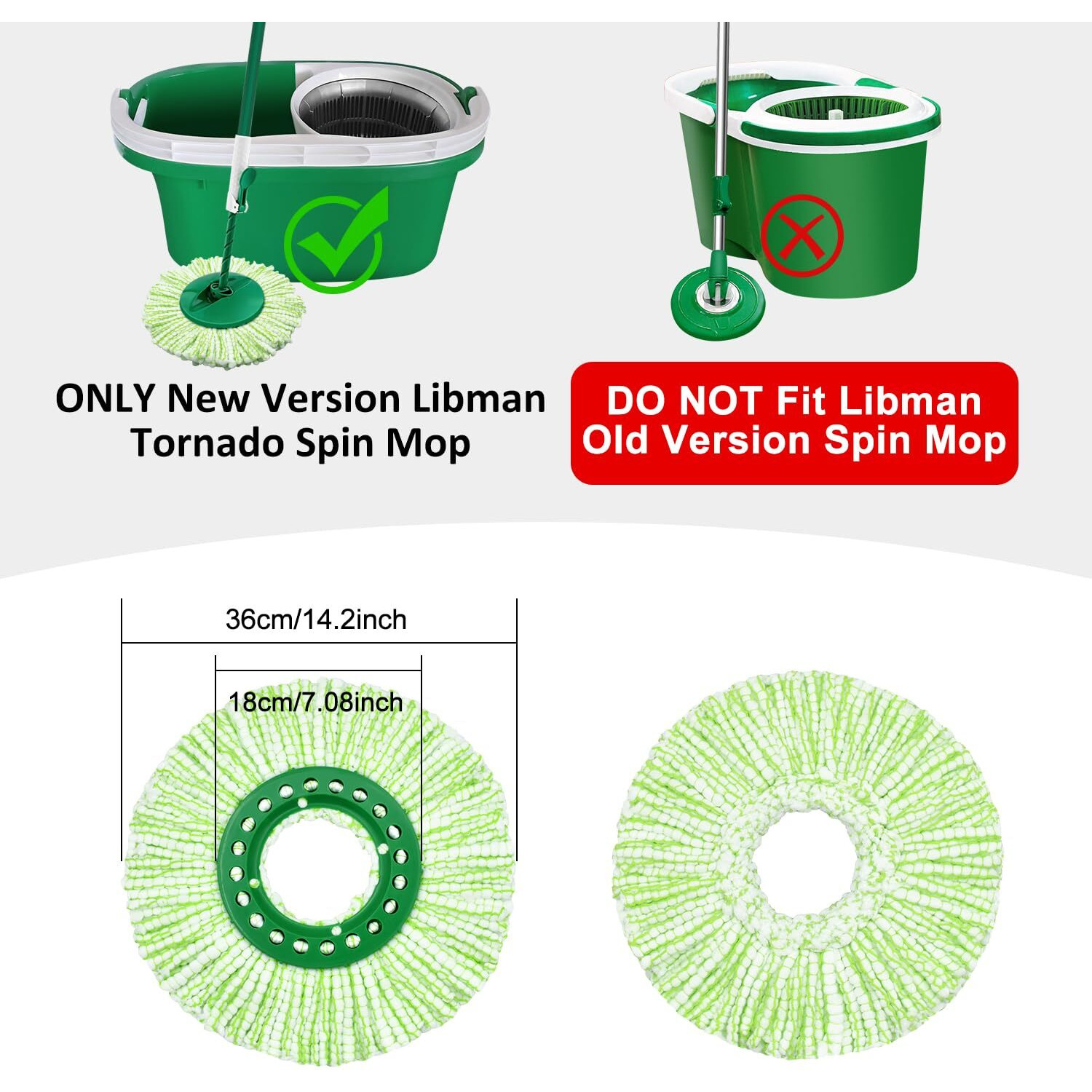 Tornado Spin Mop Head Compatible With Libman  Spin Mop System  Machine Washable & Reusable For Libman Mop Head Replacement Refill For Libman Tornado Mop Head (4 Pack Green & White)