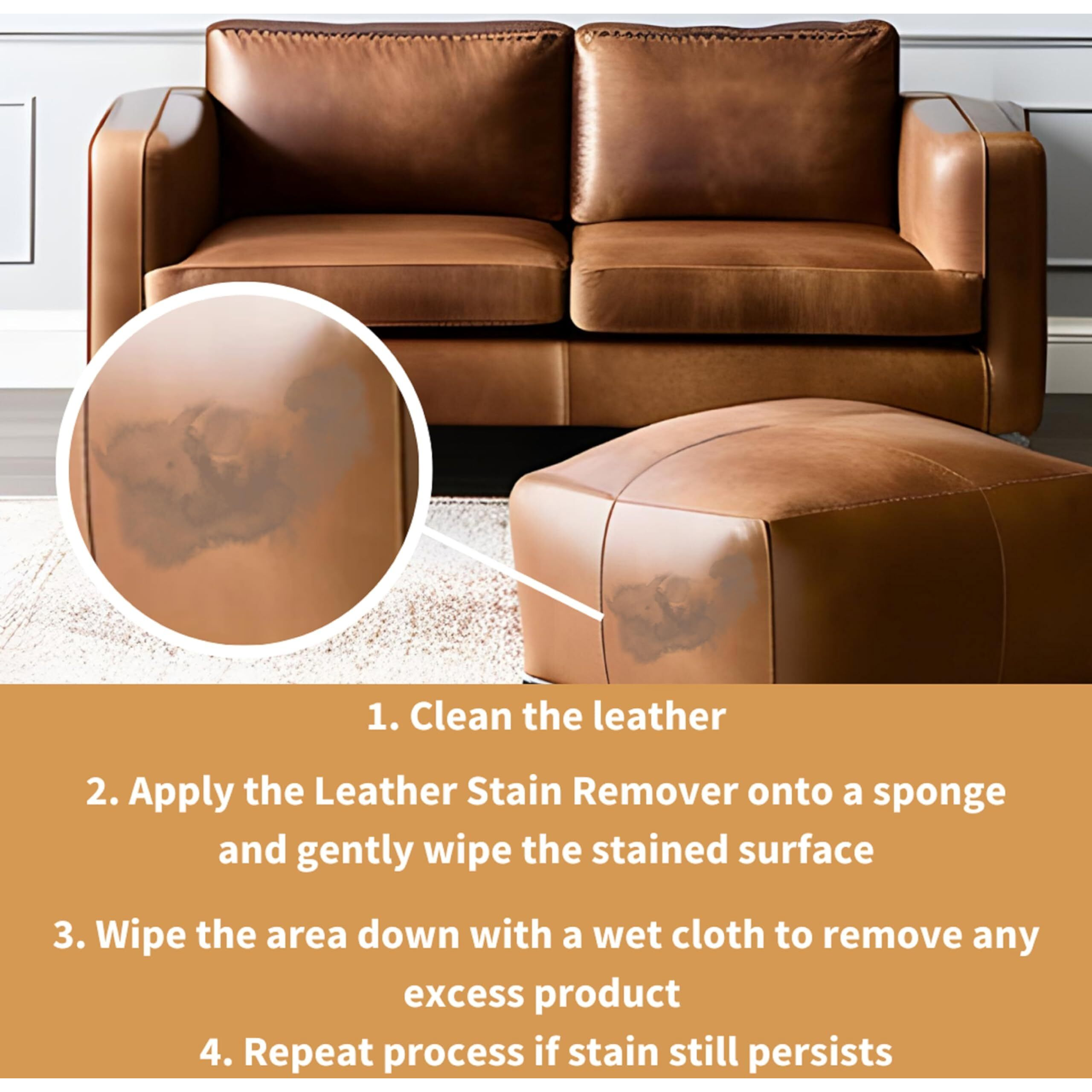 Leather Stain Remover | Quickly Removes Stubborn Stains | Works Well On Dye Transfer  Paint  Food Spills | Cleans Leather Furniture  Car Interior  Bags  And More (250 Ml / 8.5 Oz)