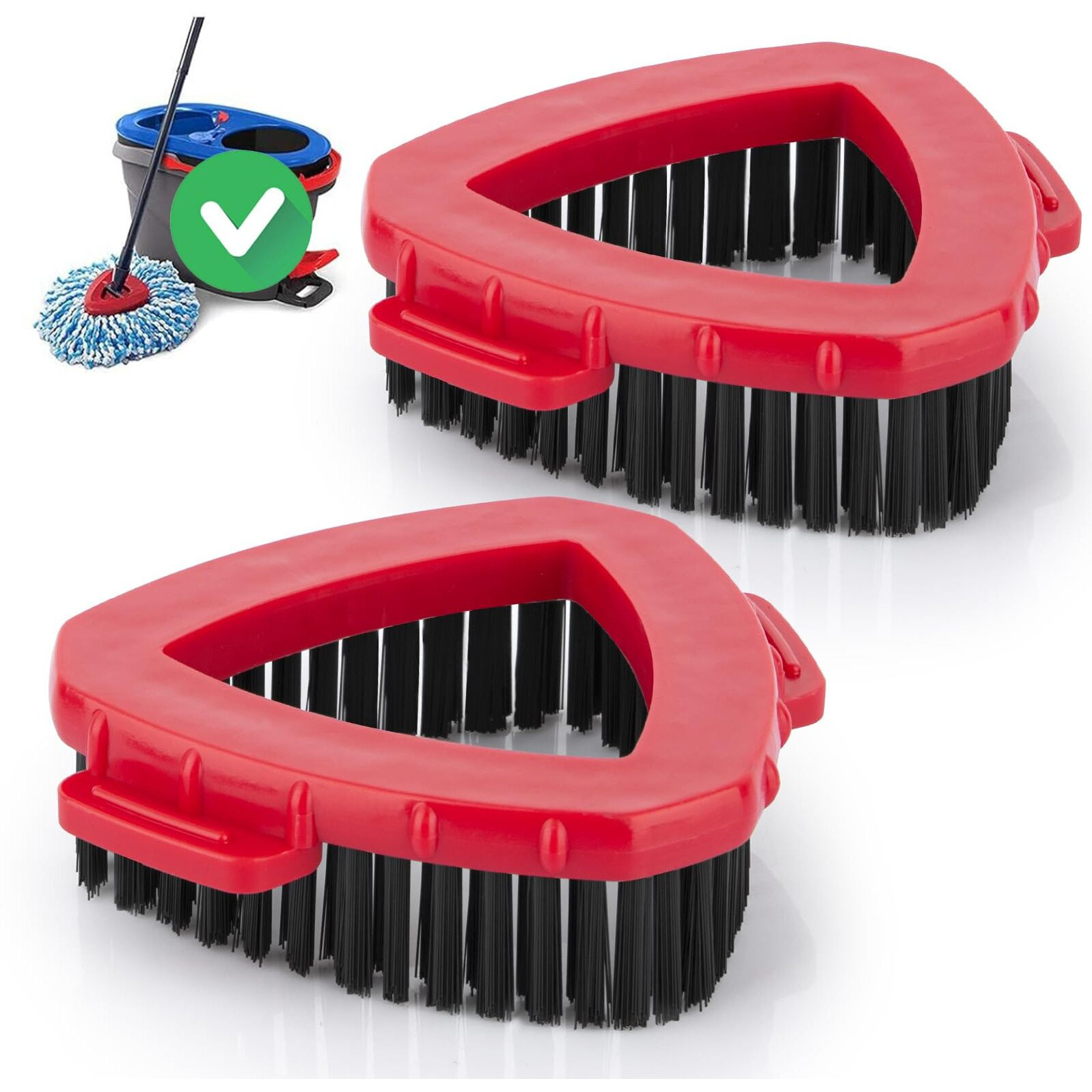 Scrubber Mop Head For O Cedar Rinseclean 2-Tank System  Scrub Brush Compatible With O Cedar Spin Mop Stiff Bristle  Mop Brush For Bathroom Kitchen Wall Tile  No Include Mop Handle And Base  2 Pack