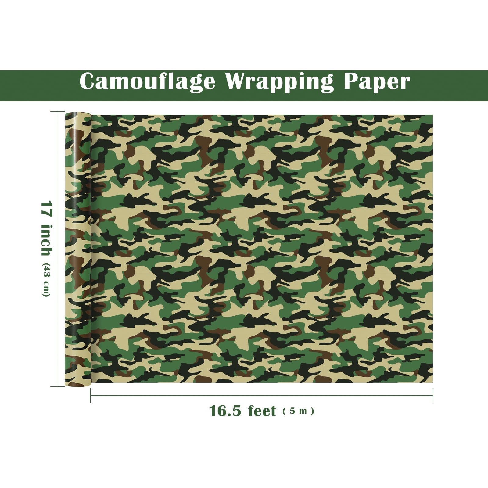 Wrapaholic Camo Wrapping Paper - Mini Roll - 17 Inch X 16.5 Feet - Green Zone Camouflage Wrapping Paper For Men  Birthday  Baby Showers  Holiday