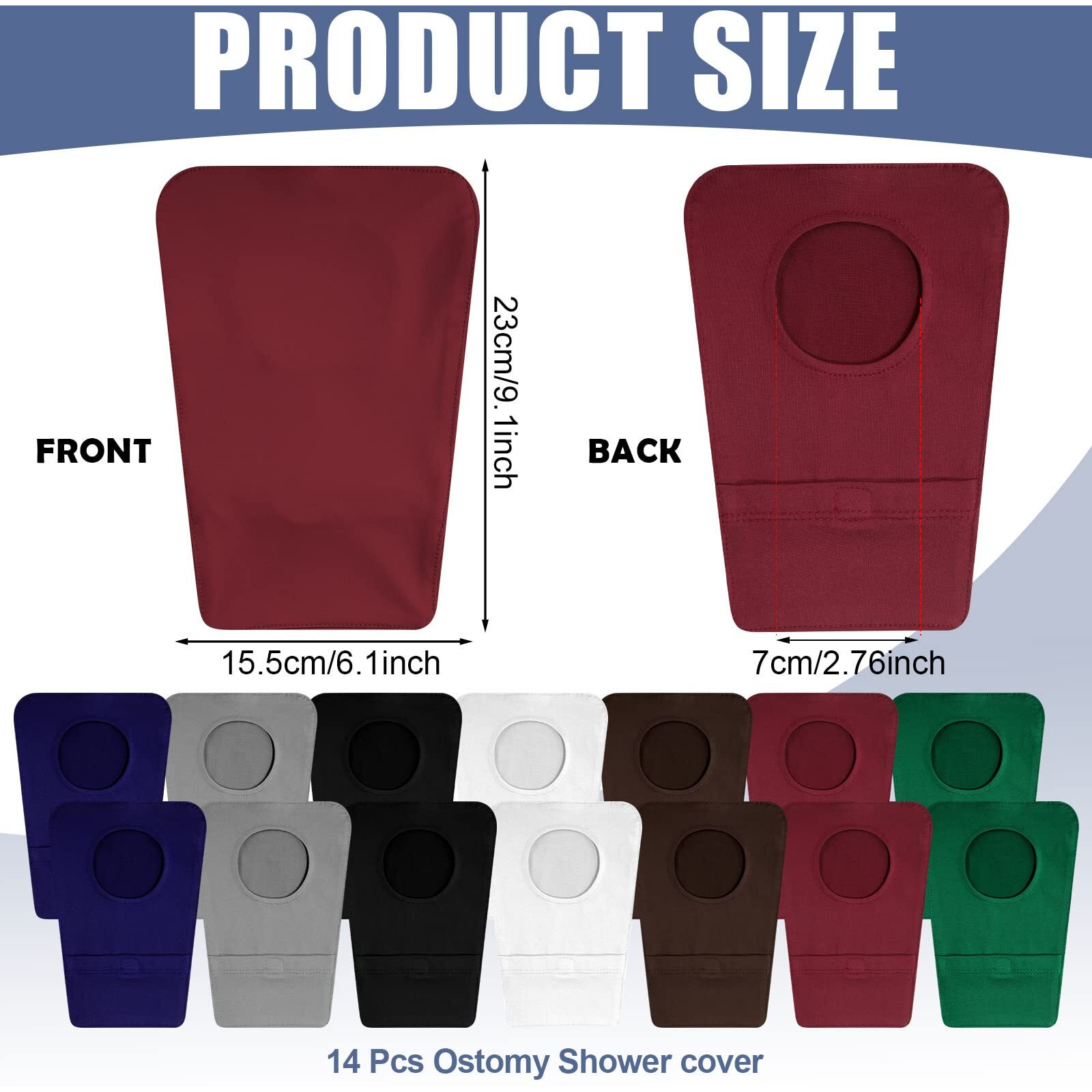 Mumufy 14 Pcs Ostomy Bag Pouch Covers For Women Men With Round Opening Care Protector Shower Wraps Cover Odor (Simple Style)