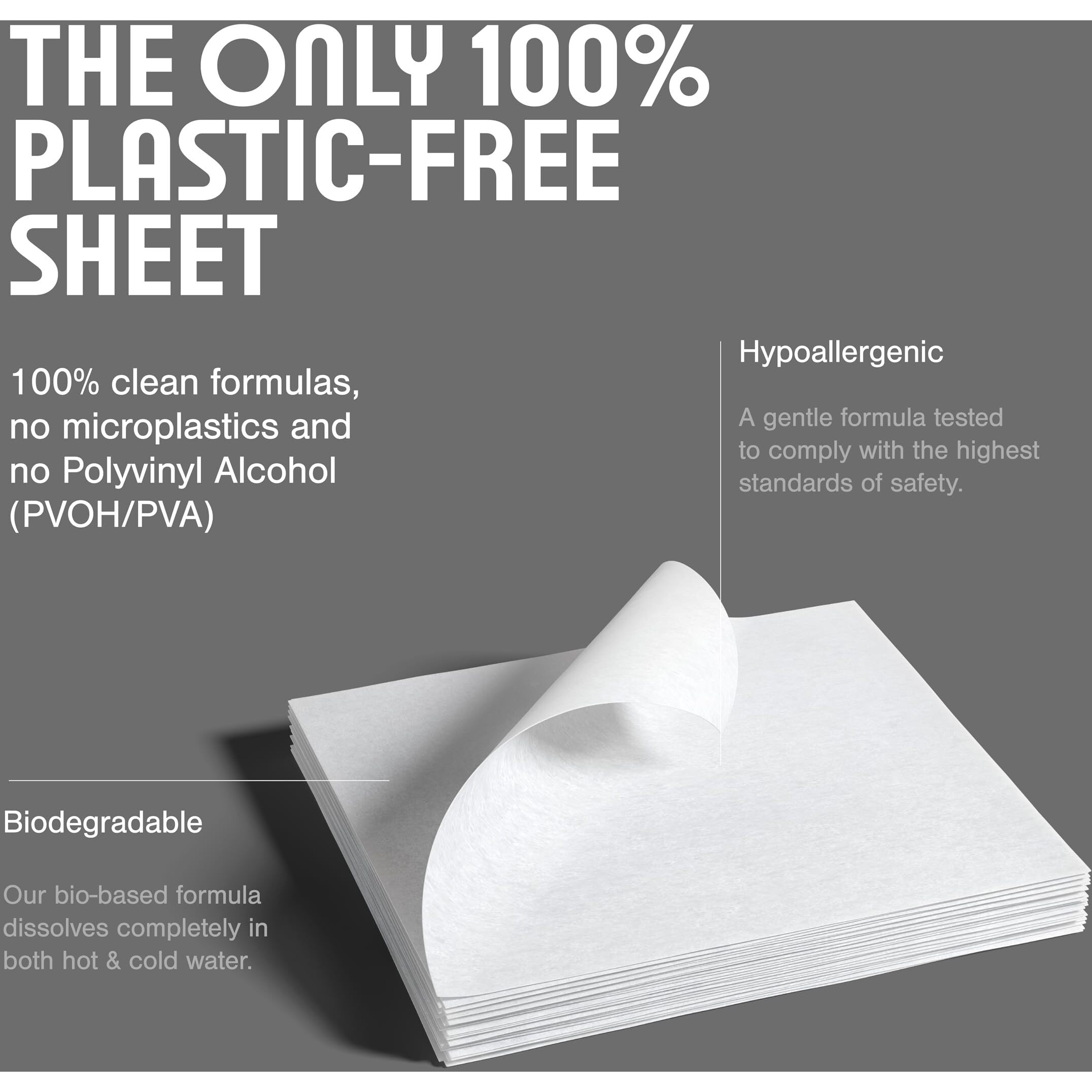 Proofed Laundry Detergent Sheets  32 Count  Fragrance-Free  The Only 100% Plastic-Free Sheet  No Pva Or Pvoh  Hypoallergenic  Bio-Based Ingredients  Made In Usa  1 Box