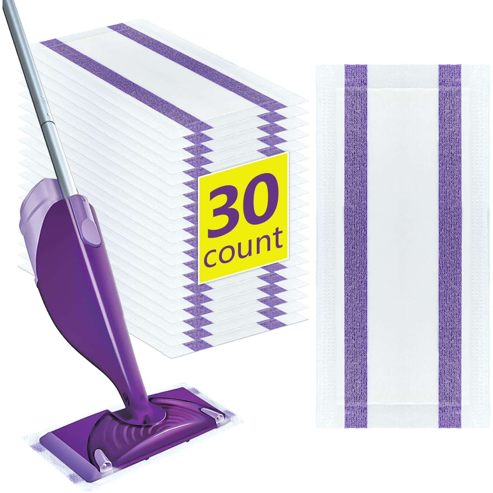 Zqziqi 30 Count Disposable Wetjet Pad Refills For Swiffer Wetjet Spray Wet Pads Refill  Heavy Duty Mop Pad Refills All Purpose Multi Surface Floor Cleaning