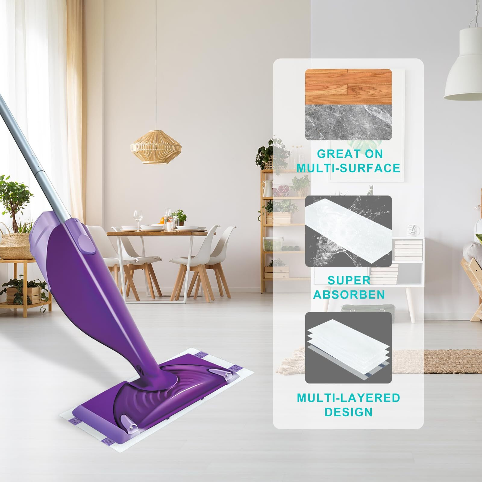 Zqziqi 30 Count Disposable Wetjet Pad Refills For Swiffer Wetjet Spray Wet Pads Refill  Heavy Duty Mop Pad Refills All Purpose Multi Surface Floor Cleaning