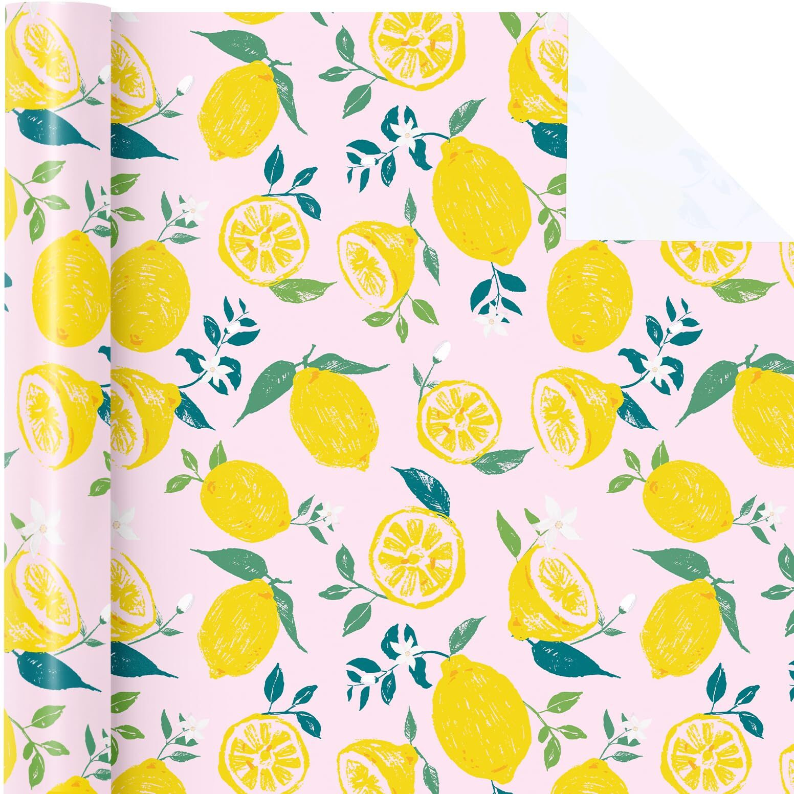 Wrapaholic Lemon Wrapping Paper Roll - Mini Roll - 17 Inch X 33 Feet - Lemon And Leaves Fruits Wrapping Paper Perfect For Birthday  Wedding  Bridal Shower