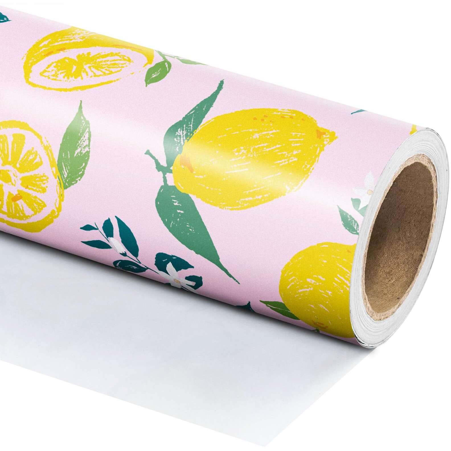 Wrapaholic Lemon Wrapping Paper Roll - Mini Roll - 17 Inch X 33 Feet - Lemon And Leaves Fruits Wrapping Paper Perfect For Birthday  Wedding  Bridal Shower