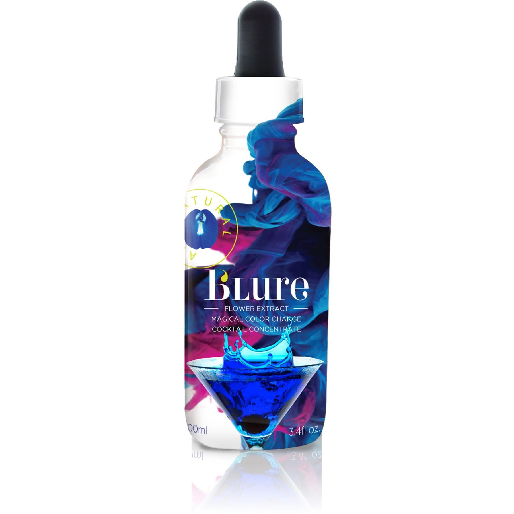 Wild Hibiscus B'Lure Butterfly Pea Flower Extract  3.4 Ounce | Magical Color Change Cocktail Concentrate