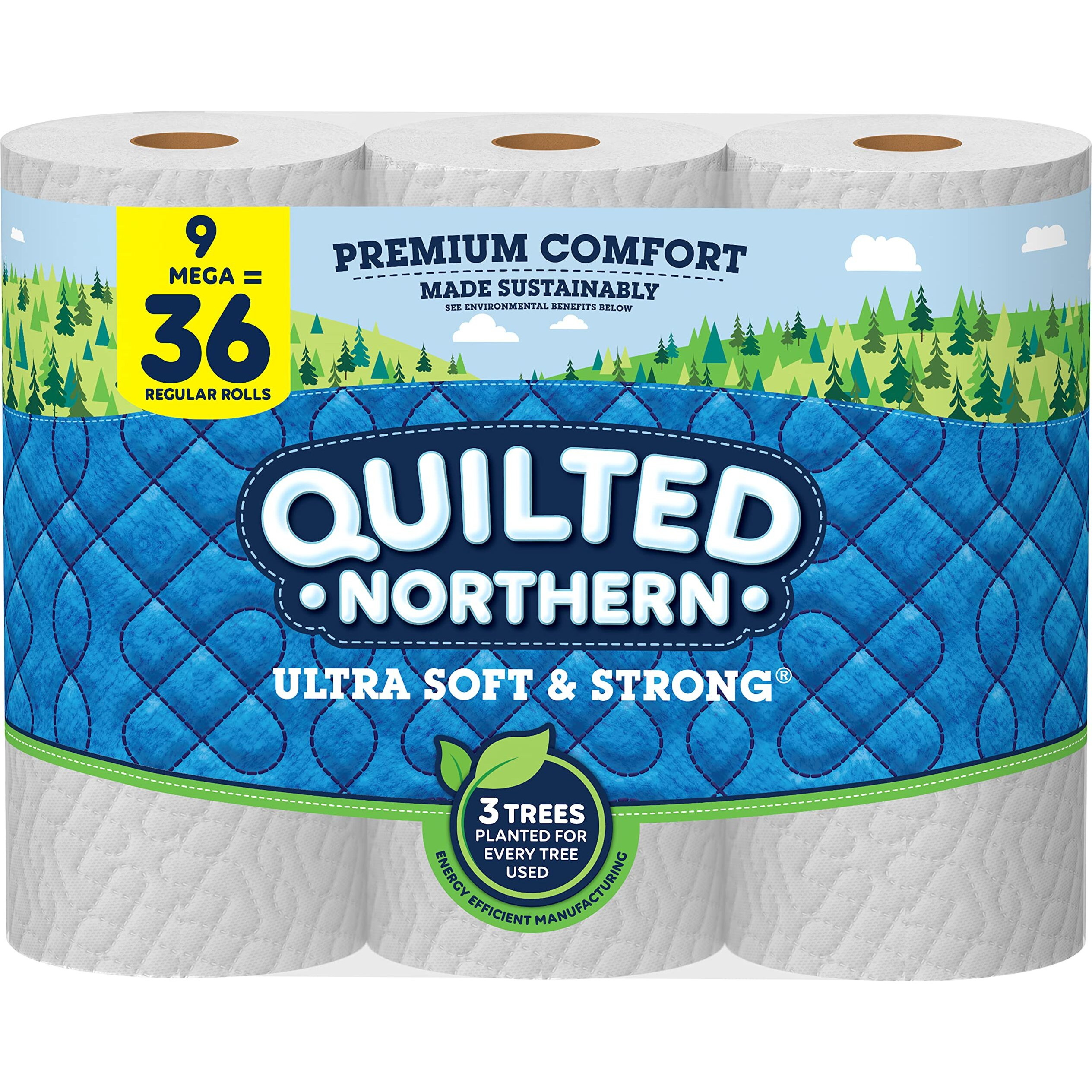 Quilted Northern Ultra Soft & Strong Toilet Paper  9 Mega Rolls  36 Regular Rolls  2-Ply Bath Tissue