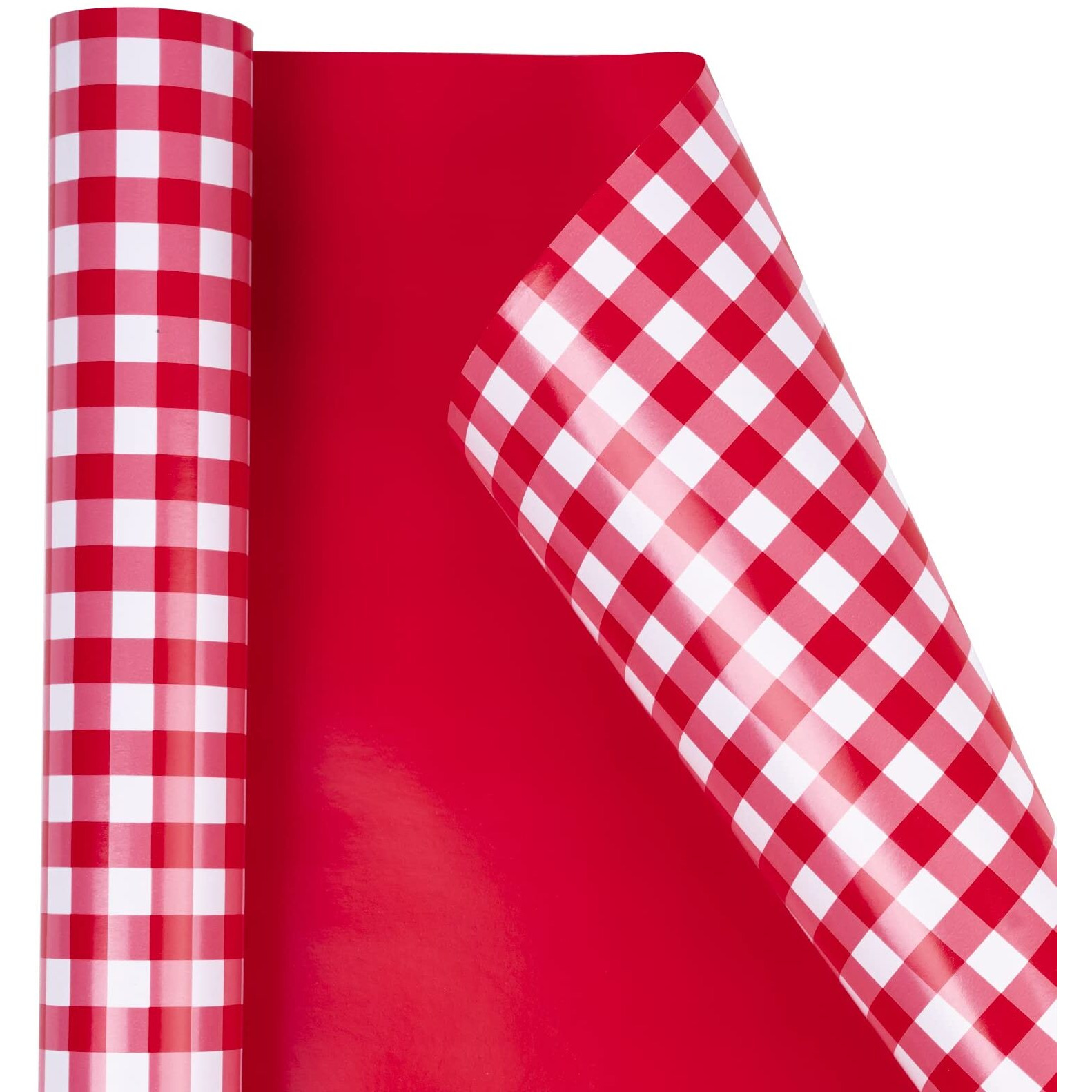 Wrapaholic 30 Inch Reversible Wrapping Paper Roll - Red And White Plaid Design For Birthday  Holiday  Wedding  Baby Shower And More Occasions - 30 Inch X 33 Feet