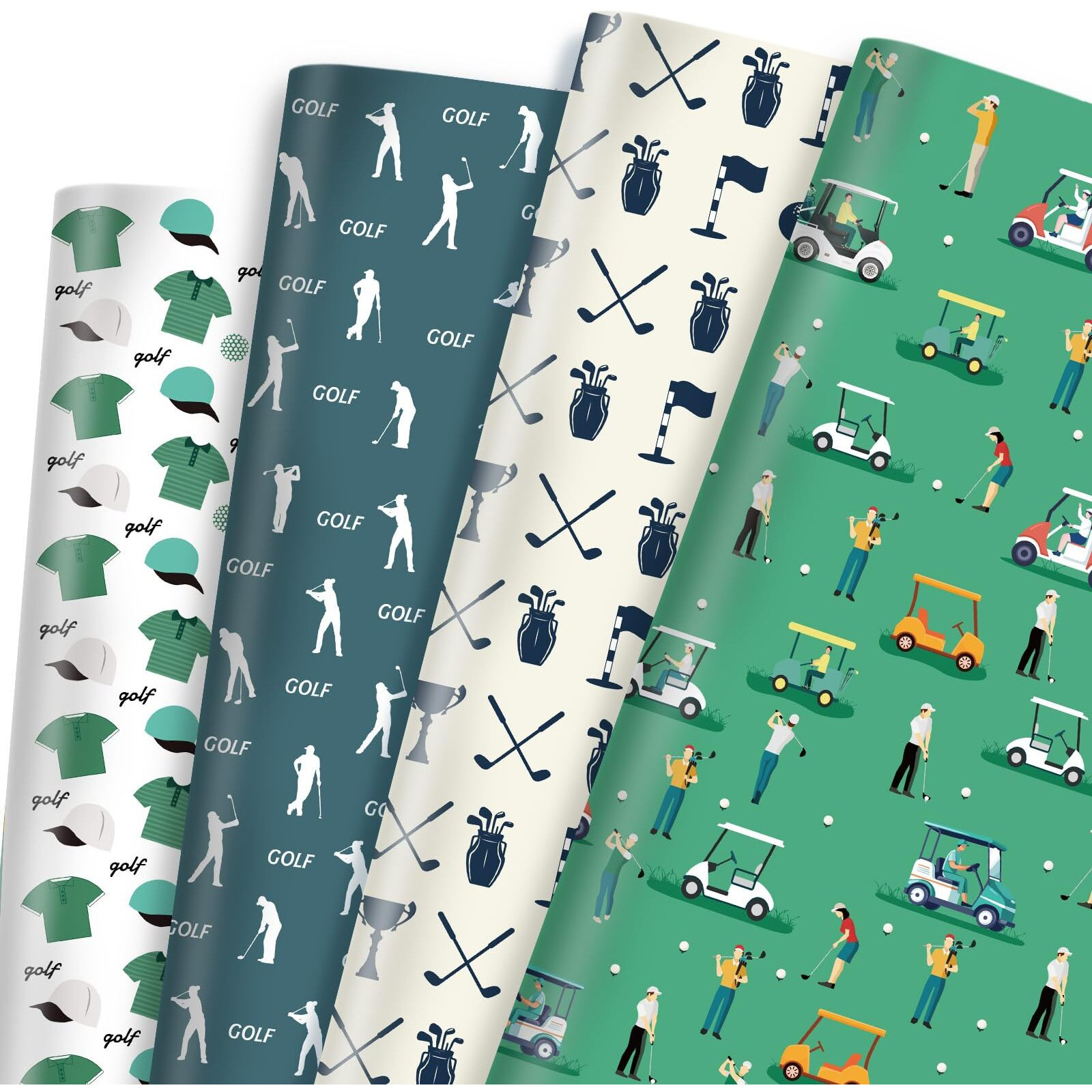 Golf Wrapping Paper 12 Sheets - Sports Wrapping Paper - Golf Themed Gift Wrap Paper - Golf Cart Golf Bag Print Gift Packing Paper For Sports Party Birthday Team Celebration - 20"&quot28""