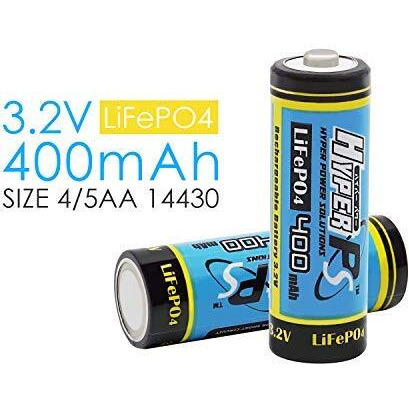 Hyperps (2-Pack) 3.2V Lifepo4 14430 (14 X 43Mm) 400Mah Rechargeable Battery For Solar Panel Light  Tooth Brush  Shaver  Flashlight