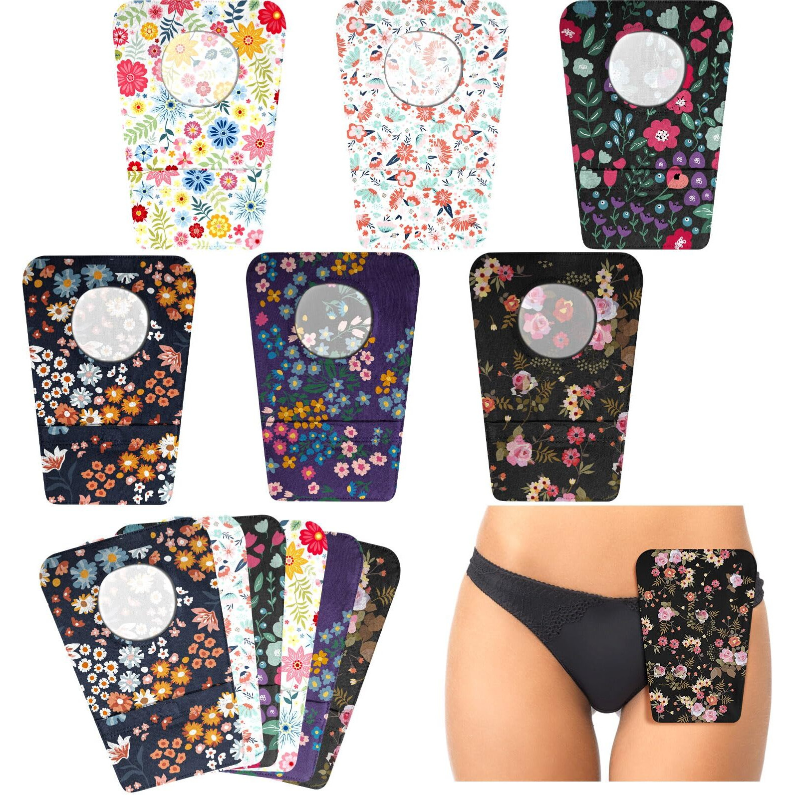 Mumufy 14 Pcs Ostomy Bag Pouch Covers For Women Men With Round Opening Care Protector Shower Wraps Cover Odor (Cute Style)