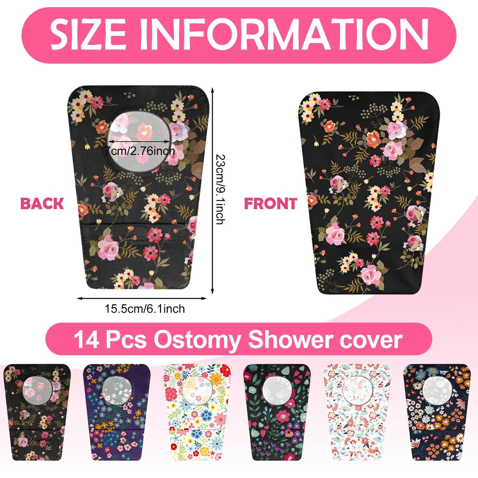 Mumufy 14 Pcs Ostomy Bag Pouch Covers For Women Men With Round Opening Care Protector Shower Wraps Cover Odor (Cute Style)