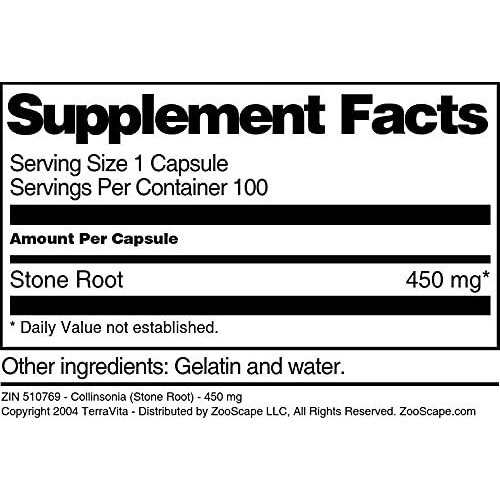 Collinsonia (Stone Root) - 450 Mg (100 Capsules  Zin 510769)