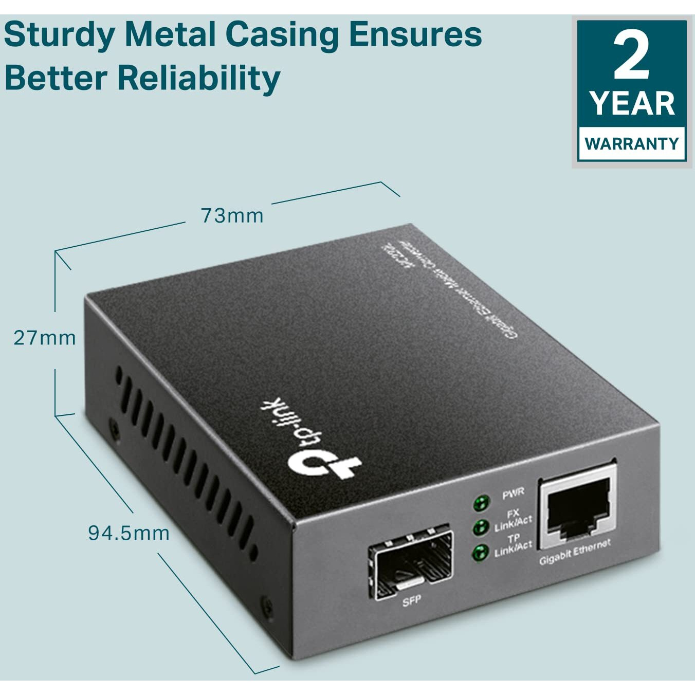 Tp-Link Mc220L | Gigabit Sfp To Rj45 Fiber Media Converter | Fiber To Ethernet Converter | Plug And Play | Durable Metal Casing | Versatile Compatibility | Auto-Negotiation | Ul Certified