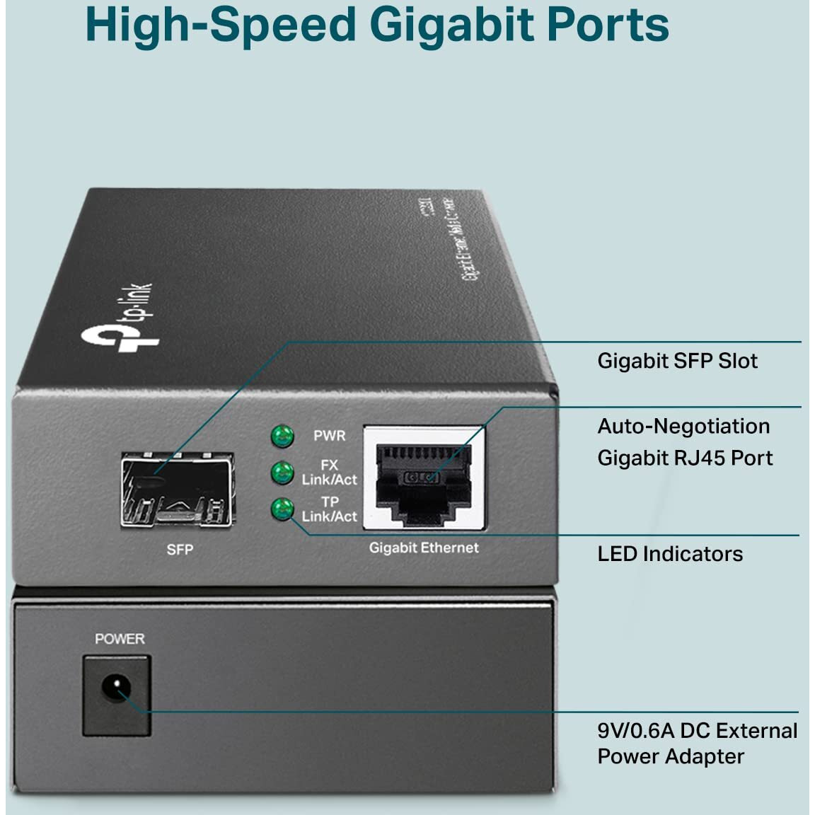 Tp-Link Mc220L | Gigabit Sfp To Rj45 Fiber Media Converter | Fiber To Ethernet Converter | Plug And Play | Durable Metal Casing | Versatile Compatibility | Auto-Negotiation | Ul Certified