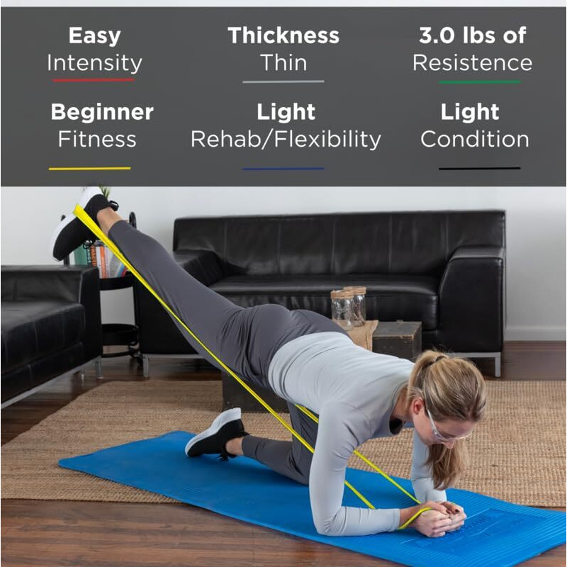 Theraband Resistance Bands  6 Yard Roll Professional Latex Elastic Band For Upper Body  Lower Body  & Core Exercise  Physical Therapy  Pilates  Home Workouts  & Rehab  Yellow  Thin  Level 2