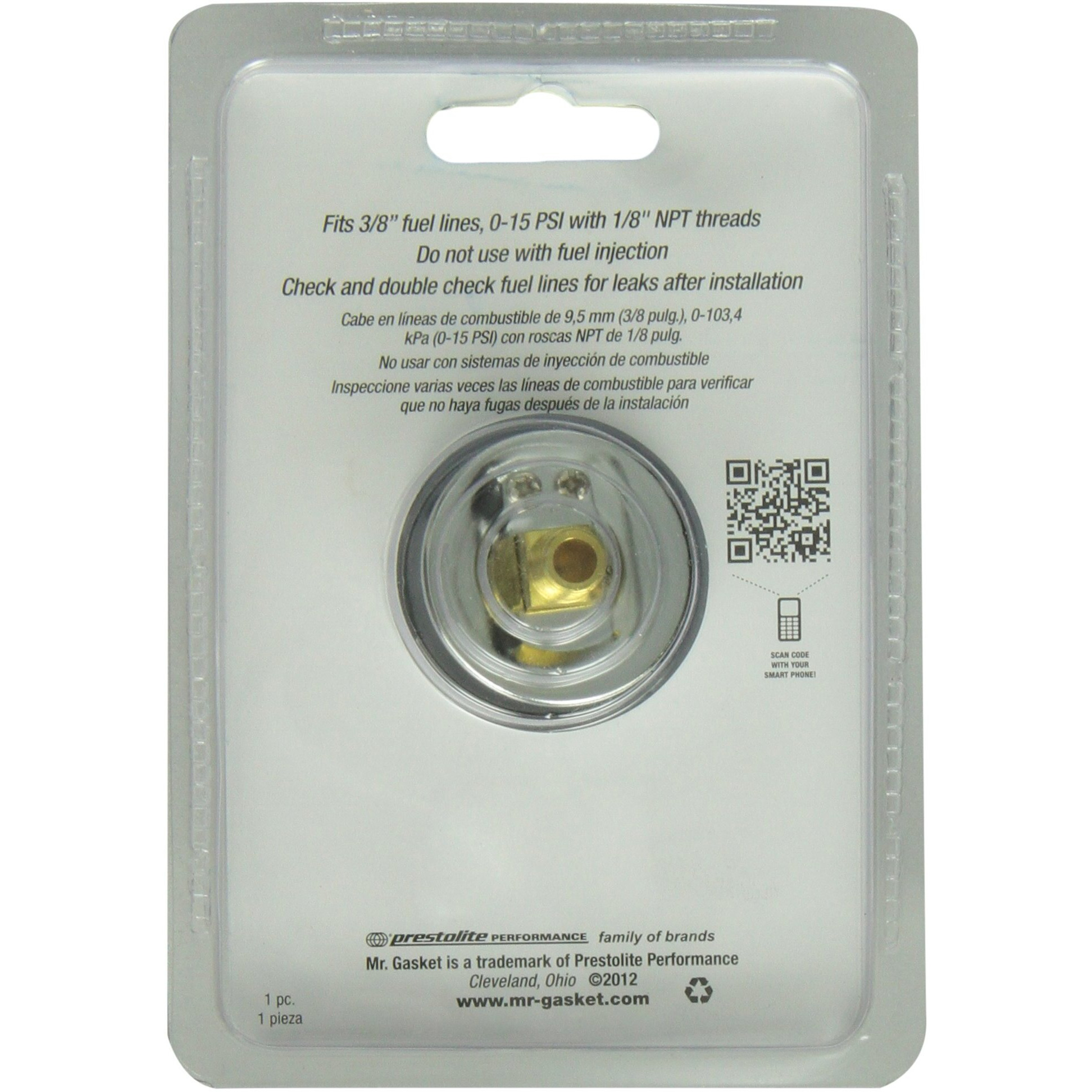Mr. Gasket 1561 Fuel Pressure Gauge 1.500 In.