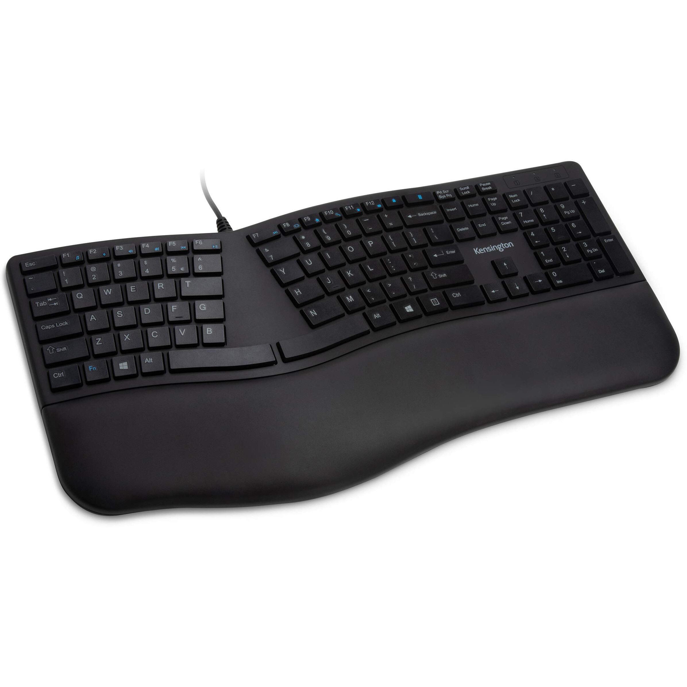 Kensington Pro Fit Ergonomic Wired Keyboard- Black (K75400Us)