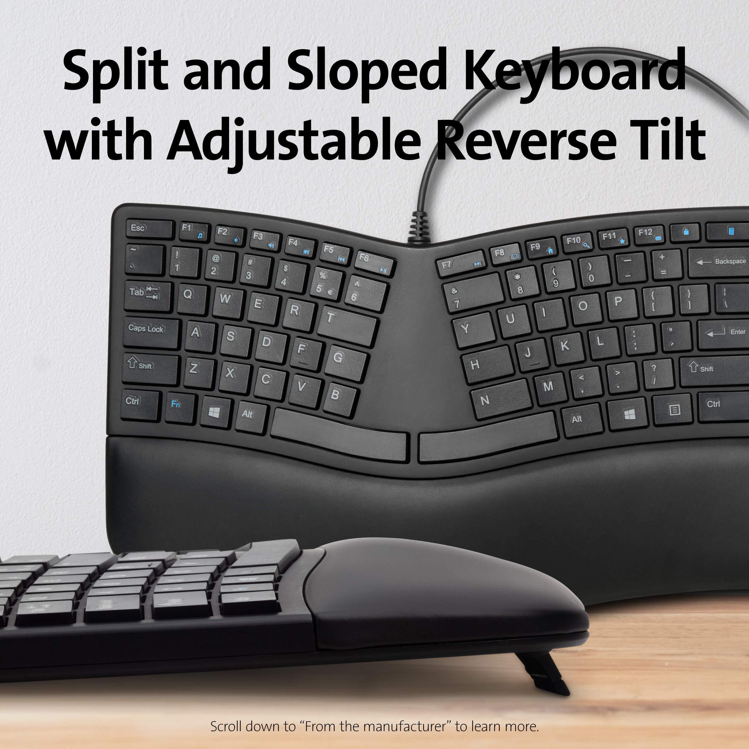Kensington Pro Fit Ergonomic Wired Keyboard- Black (K75400Us)