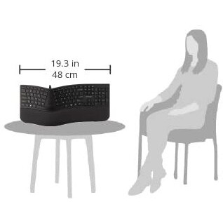 Kensington Pro Fit Ergonomic Wired Keyboard- Black (K75400Us)