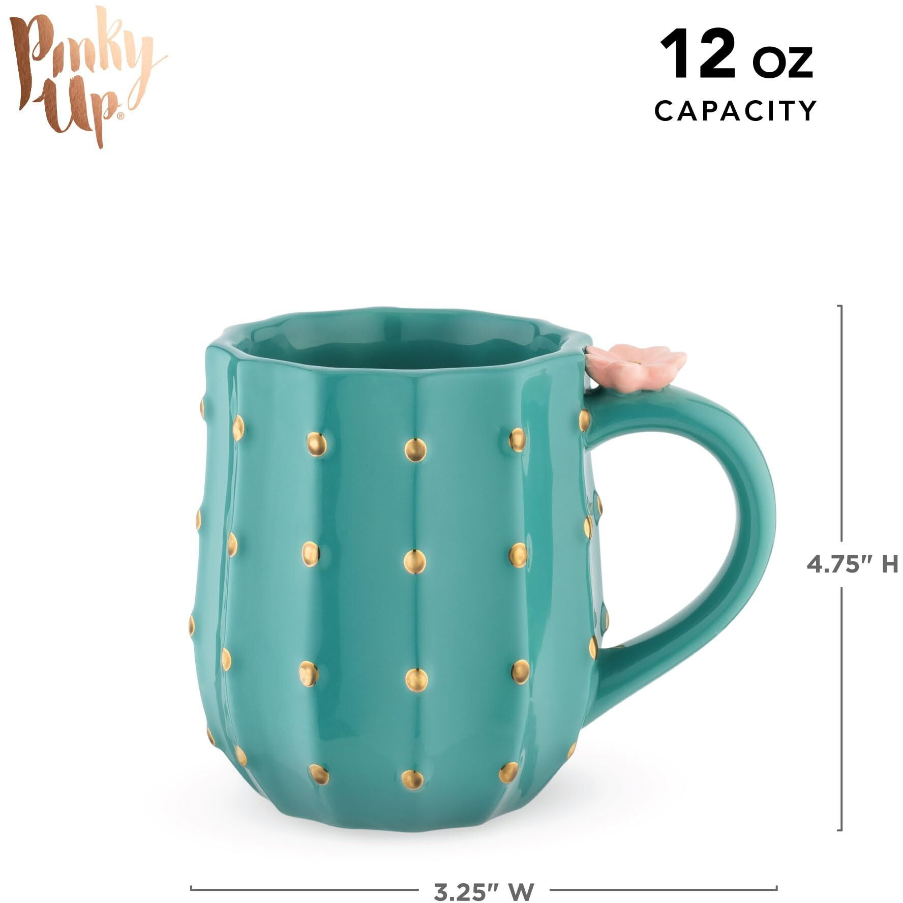Pinky Up Cactus Ceramic Coffee Mugs  Tea Cups  Travel Mug  Latte Cup  Drinking Glasses For Chocolate  Milk  Cocktails  Mocktails  12 Oz  Set Of 1