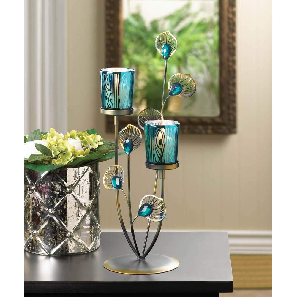 Verdugo Gift Gallery Of Light 10015949 Peacock Plume Candleholder  Multicolor