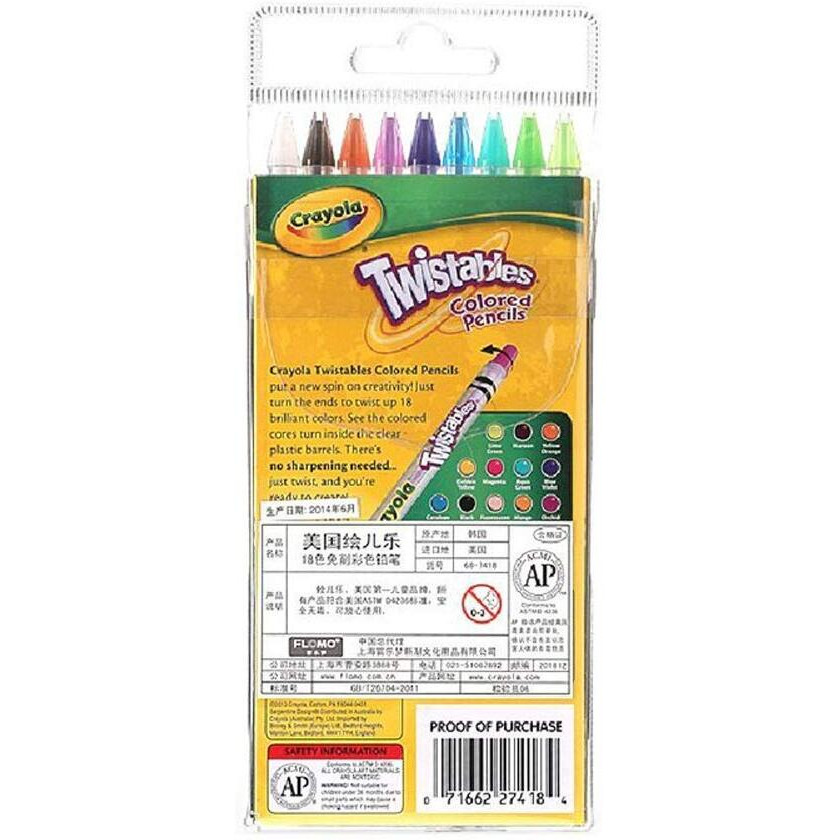 Crayola Twistable Colored Pencils For Kids  Fun School Supplies  18 Count  Gifts For Kids  Ages 3+
