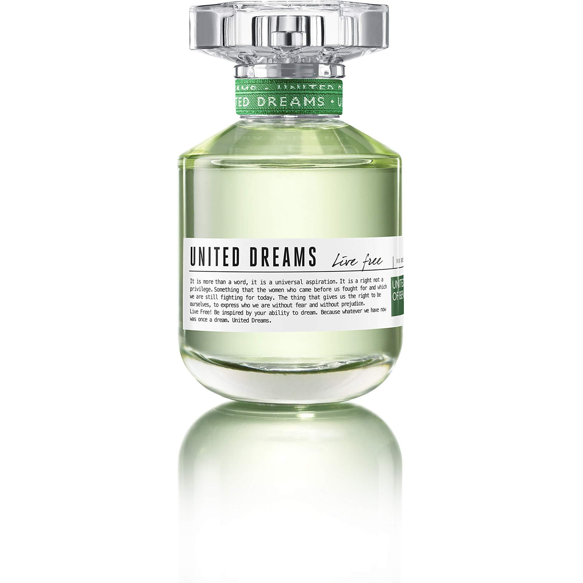 Benetton United Dreams Live Free Eau De Toilette Spray For Women  2.7 Ounce