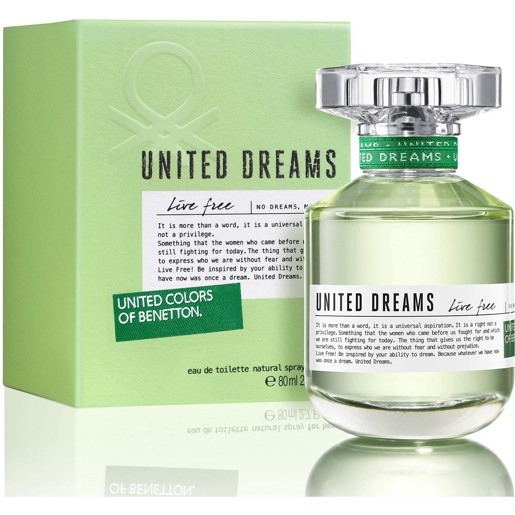 Benetton United Dreams Live Free Eau De Toilette Spray For Women  2.7 Ounce