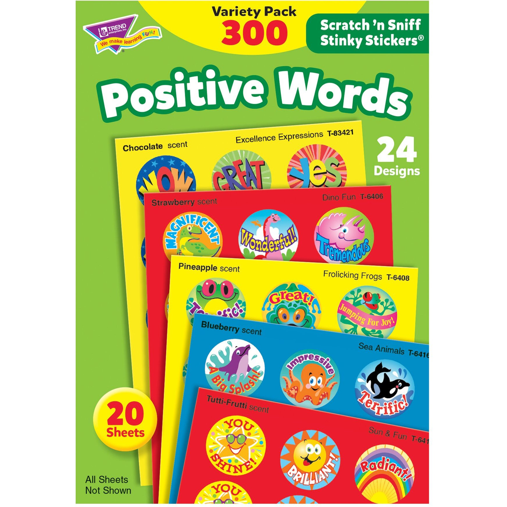 Trend Enterprises Positive Words  Scented Scratch 'N Sniff Stinky Stickers  Fun For Rewards  Incentives  Crafts And As Collectibles  24 Designs  20 Sheets Included  For Ages 3 And Up